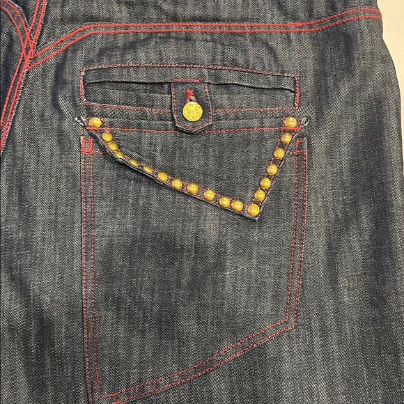 Cezer Jeans Mens 42 x 33 Studed Blue Denim Baggy Hip Hop Embroidered 90s - Picture 14 of 16